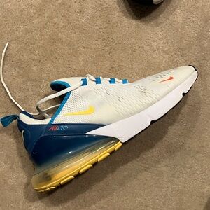 Nike Air Maxx 270 White with Blue and Orange Accents